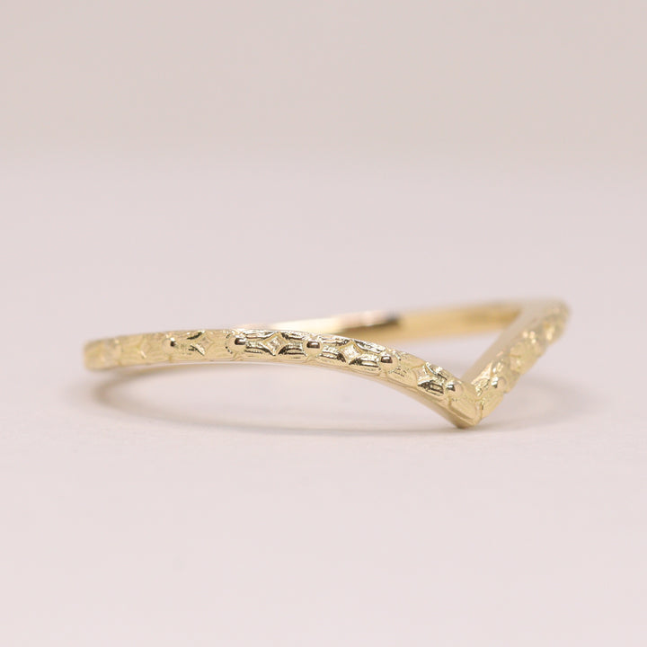 Flora - Floral Pattern Wishbone Wedding Ring - Made-to-Order Wedding Rings - Made-to-Order