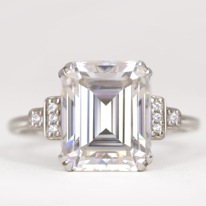 Grace - Emerald Cut Lab Grown Diamond Cluster Engagement Ring