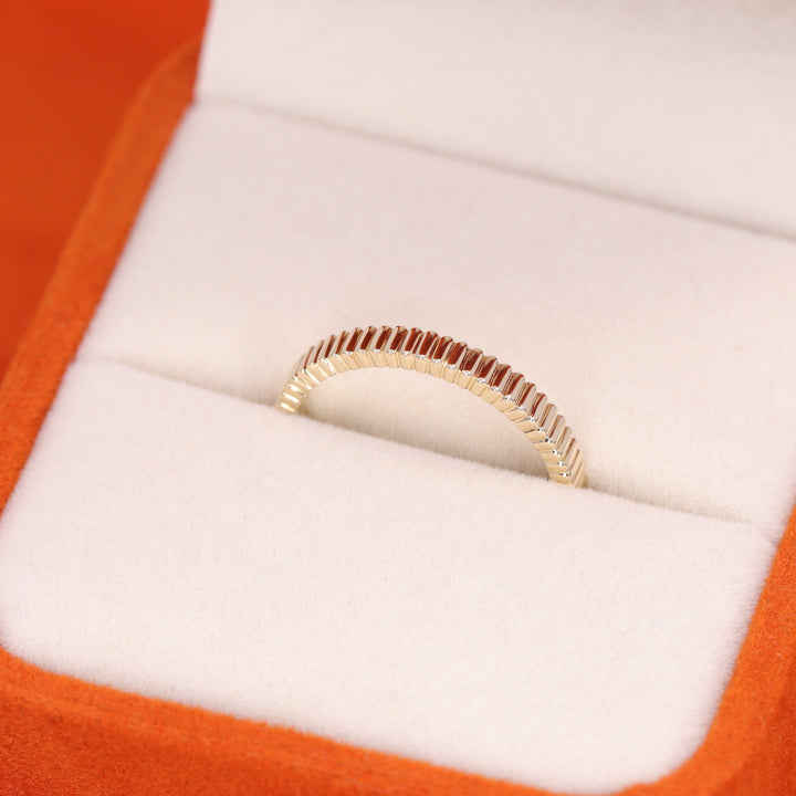 Gabrielle - Ridged Fluted Patterned Wedding Ring - Made-to-Order Wedding Rings - Made-to-Order