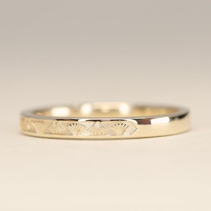 Goldie - Art Deco Fan Detail Straight Wedding Ring - Made-to-Order Wedding Rings - Made-to-Order