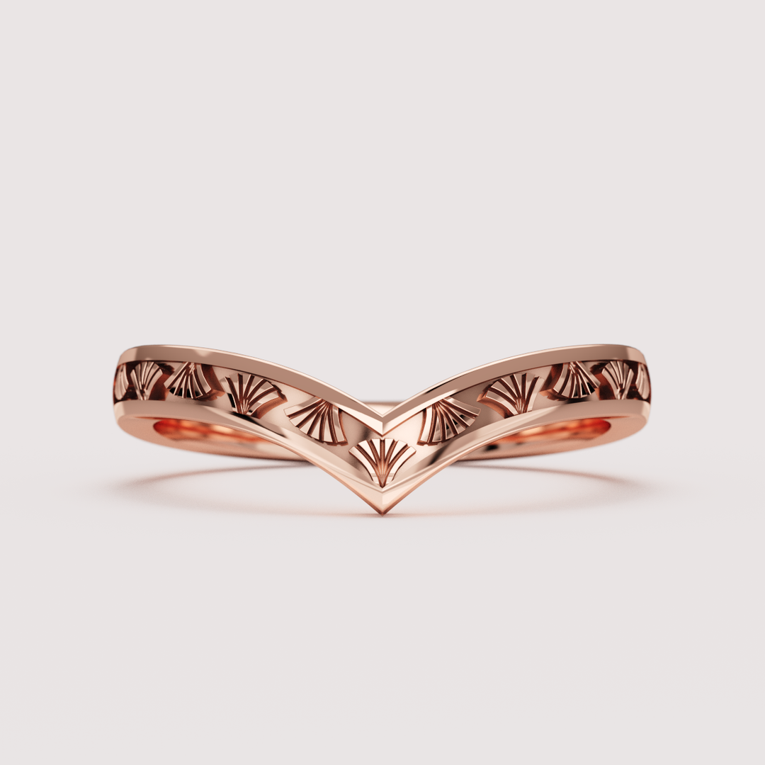 Goldie - Art Deco Fan Detail Wishbone Wedding Ring - Made-to-Order Wedding Rings - Made-to-Order