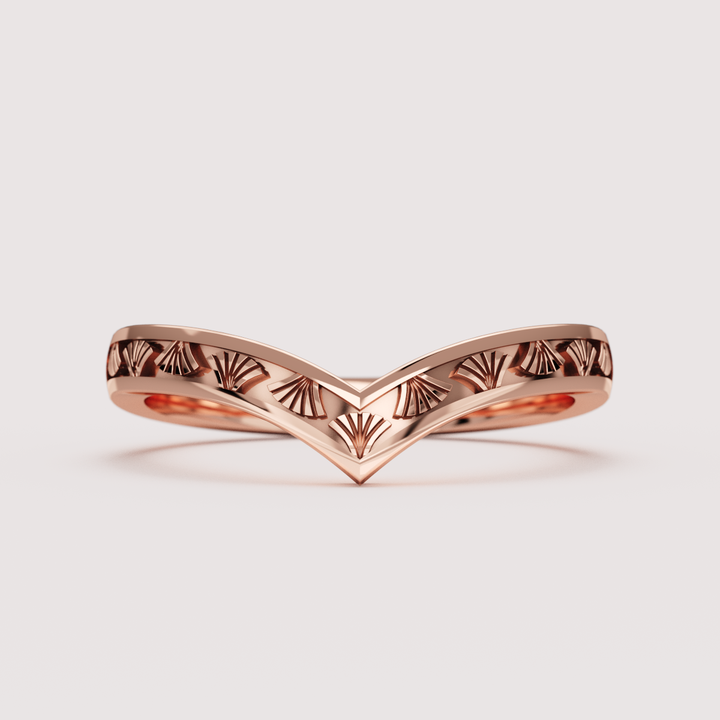 Goldie - Art Deco Fan Detail Wishbone Wedding Ring - Made-to-Order Wedding Rings - Made-to-Order