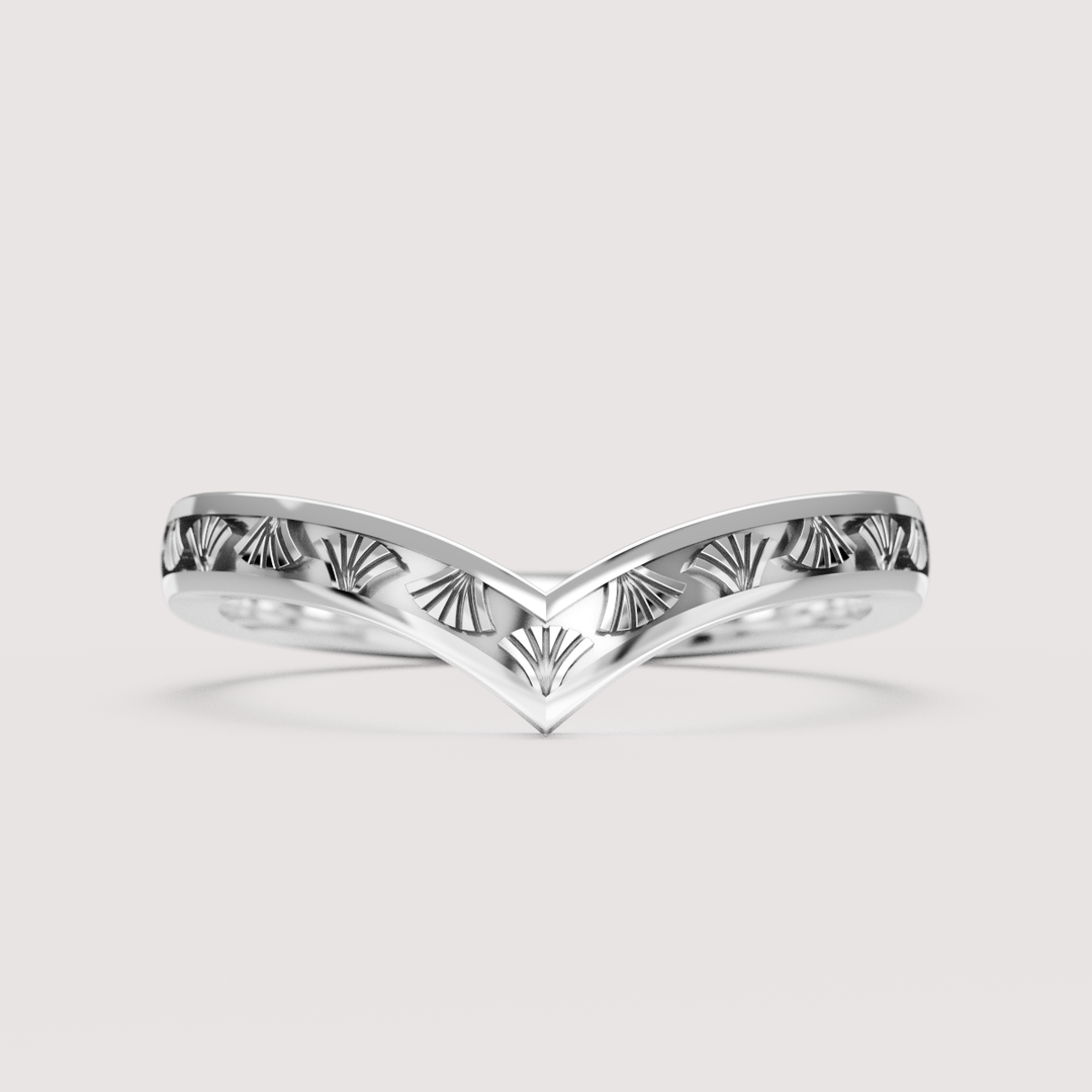 Goldie - Art Deco Fan Detail Wishbone Wedding Ring - Made-to-Order Wedding Rings - Made-to-Order