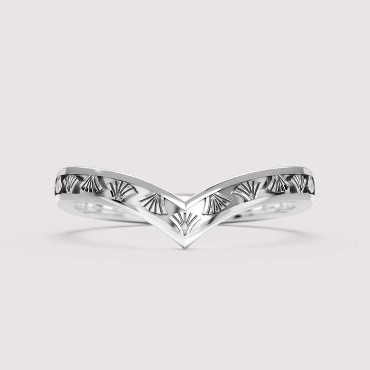 Goldie - Art Deco Fan Detail Wishbone Wedding Ring - Made-to-Order Wedding Rings - Made-to-Order