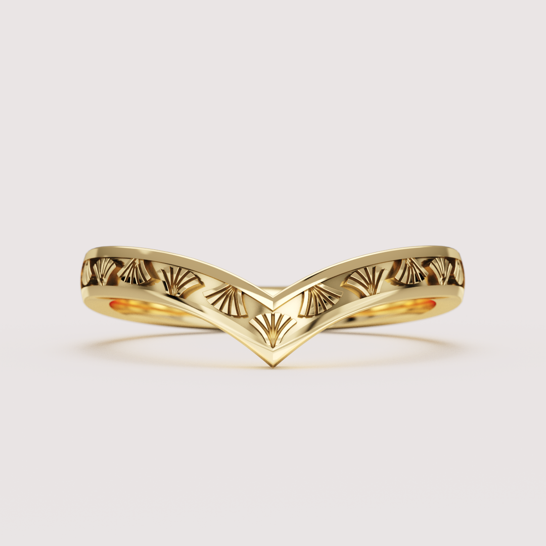 Goldie - Art Deco Fan Detail Wishbone Wedding Ring - Made-to-Order Wedding Rings - Made-to-Order