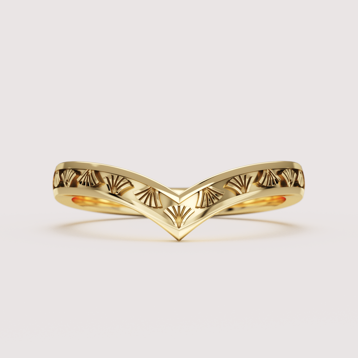 Goldie - Art Deco Fan Detail Wishbone Wedding Ring - Made-to-Order Wedding Rings - Made-to-Order