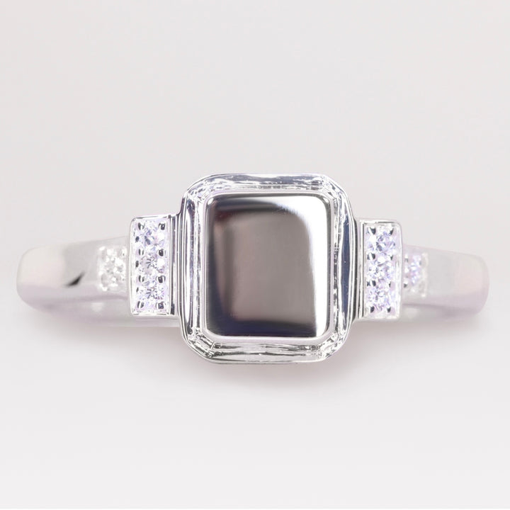 Greyson - Diamond Set Cushion Shaped Art Deco Style Signet Ring