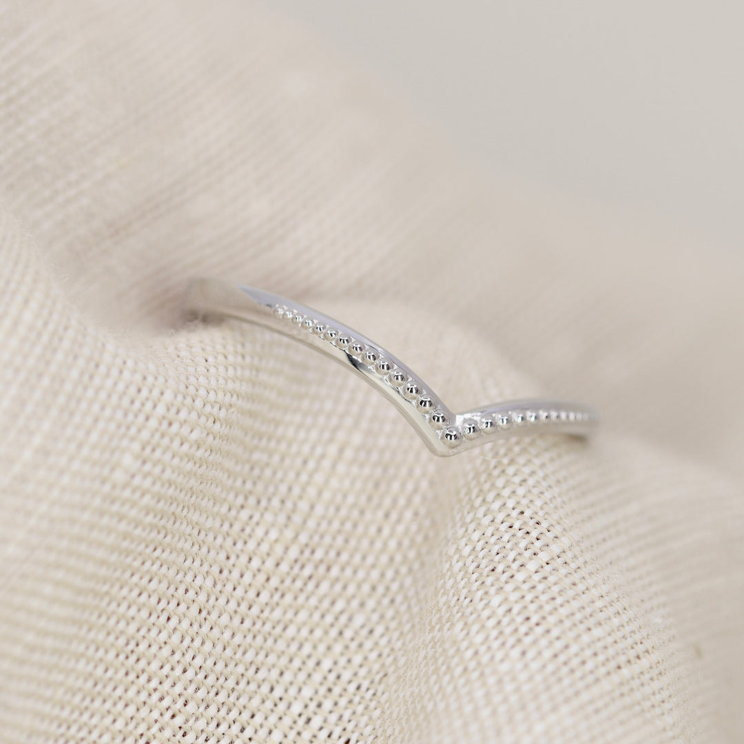 Hadley - Beaded Wishbone Wedding Ring - Made-to-Order Wedding Rings - Made-to-Order