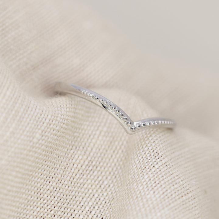 Hadley - Beaded Wishbone Wedding Ring - Made-to-Order Wedding Rings - Made-to-Order