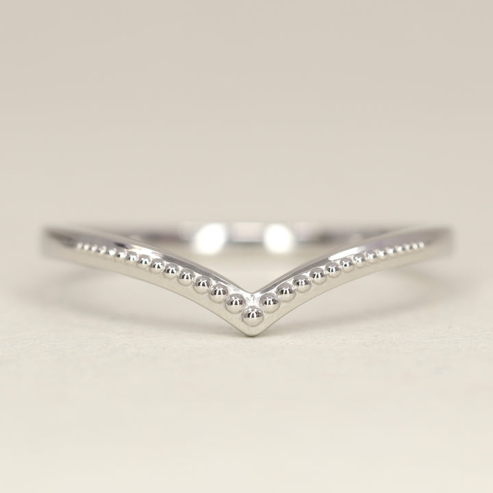 Hadley - Beaded Wishbone Wedding Ring - Made-to-Order Wedding Rings - Made-to-Order