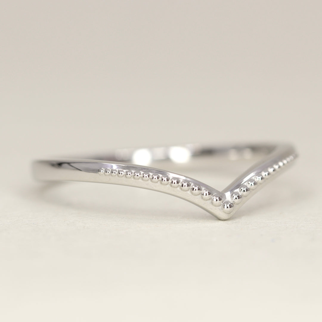 Hadley - Beaded Wishbone Wedding Ring - Made-to-Order Wedding Rings - Made-to-Order