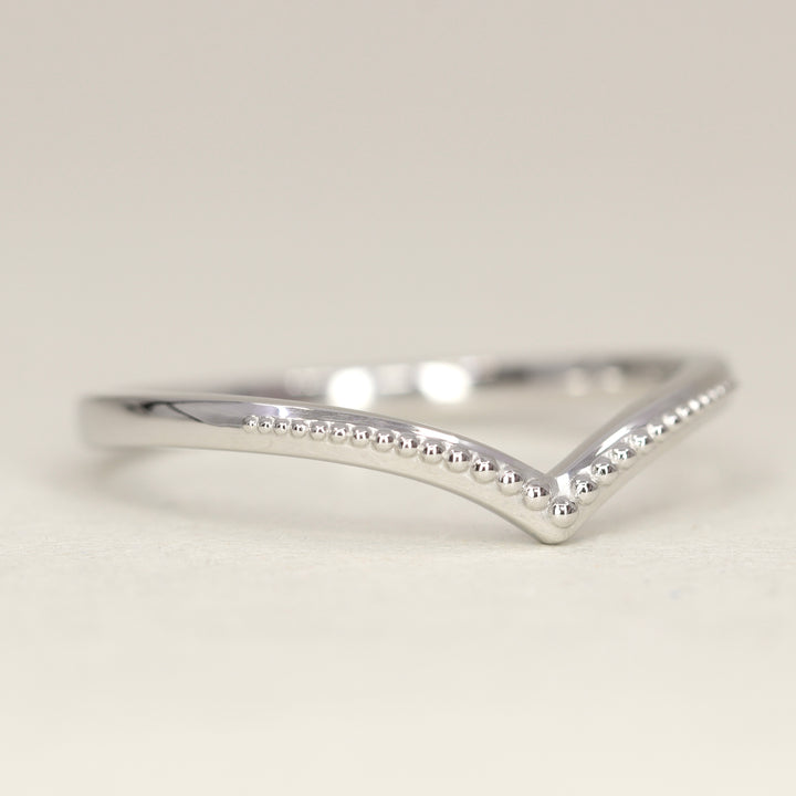 Hadley - Beaded Wishbone Wedding Ring - Made-to-Order Wedding Rings - Made-to-Order