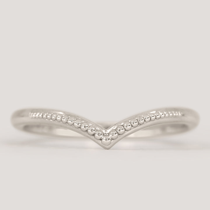 Hadley - Beaded Wishbone Wedding Ring - Made-to-Order