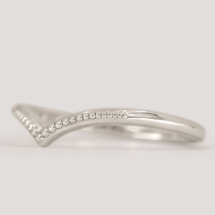 Hadley - Beaded Wishbone Wedding Ring - Made-to-Order