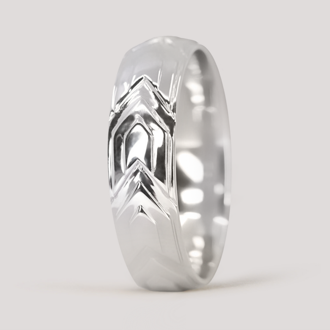 Harley - Art Deco Style Patterned Wedding Ring - Made-to-Order Wedding Rings - Wide