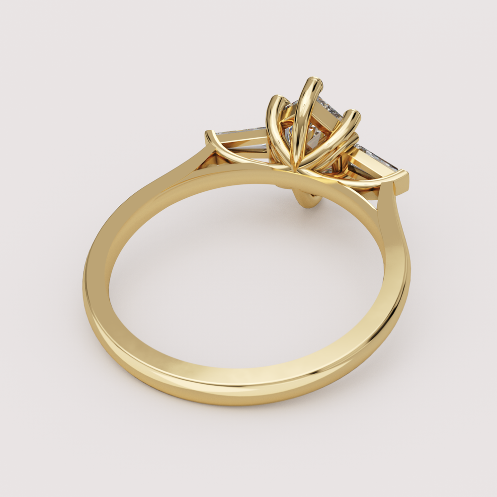 Harper - Dutch Marquise Hexagon Cut Lab Grown Diamond Art Deco Trilogy Made-to-Order Engagement Ring Engagement Rings - Made-to-Order