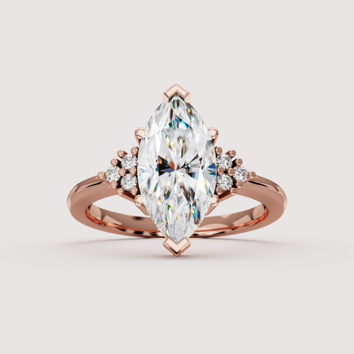 Henrietta - Marquise Cut Pink, Teal or White Moissanite Cluster Made-to-Order Engagement Ring Engagement Rings - Made-to-Order