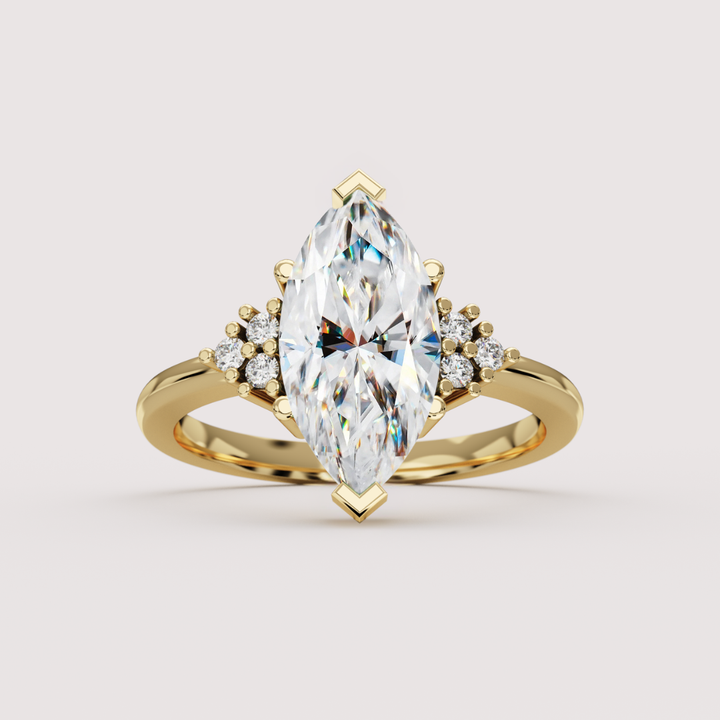 Henrietta - Marquise Cut Pink, Teal or White Moissanite Cluster Made-to-Order Engagement Ring Engagement Rings - Made-to-Order