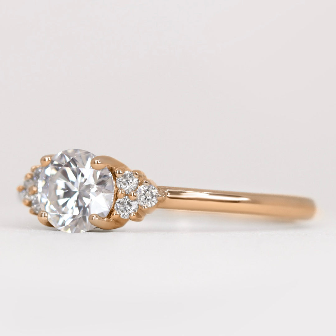 Henrietta - Round Brilliant Cut Lab Grown Diamond Cluster Engagement Ring Engagement Rings - Made-to-Order
