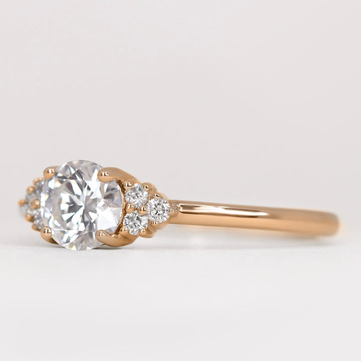 Henrietta - Round Brilliant Cut Lab Grown Diamond Cluster Engagement Ring Engagement Rings - Made-to-Order
