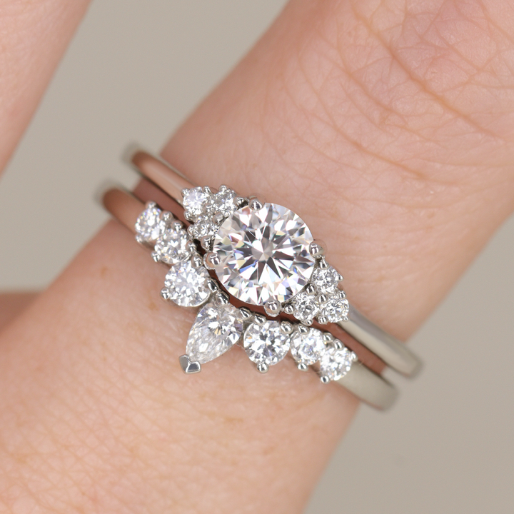 Henrietta - Round Brilliant Cut Lab Grown Diamond Cluster Engagement Ring Engagement Rings - Made-to-Order