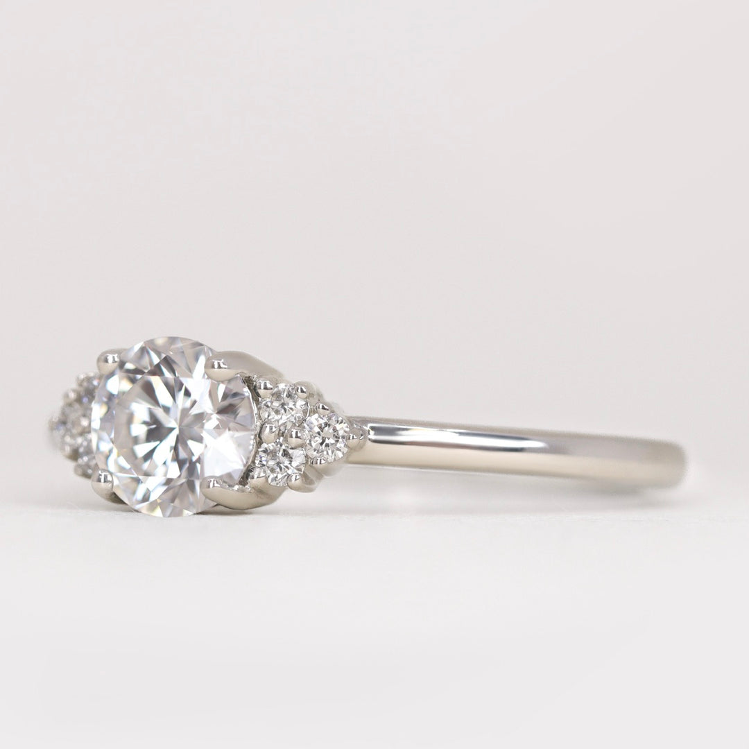 Henrietta - Round Brilliant Cut Lab Grown Diamond Cluster Engagement Ring Engagement Rings - Made-to-Order