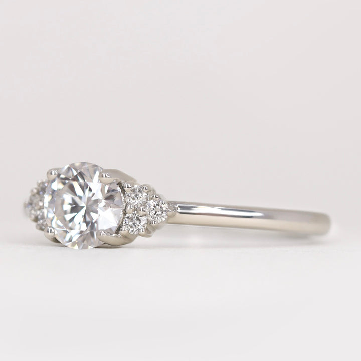 Henrietta - Round Brilliant Cut Lab Grown Diamond Cluster Engagement Ring Engagement Rings - Made-to-Order