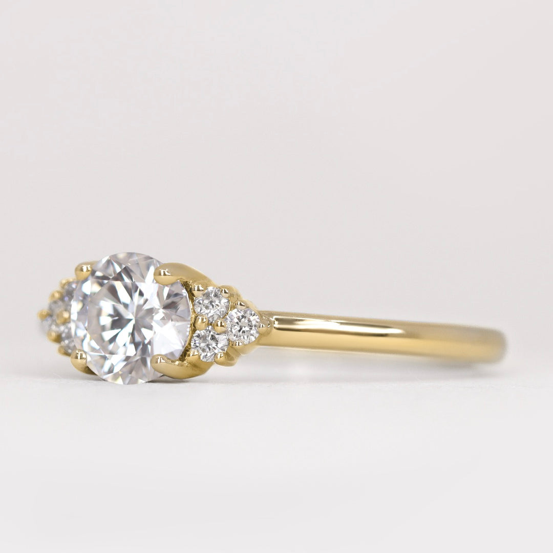 Henrietta - Round Brilliant Cut Lab Grown Diamond Cluster Engagement Ring Engagement Rings - Made-to-Order