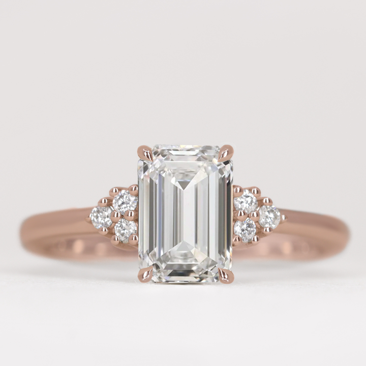 Henrietta - Emerald Cut Lab Grown Diamond Cluster Engagement Ring