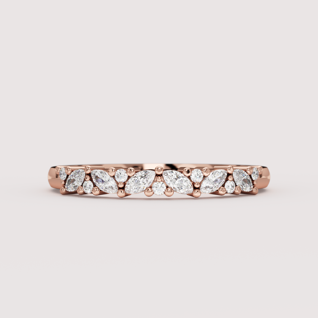 Hyacinth - Marquise and Round Lab Grown Diamond Eternity Style Wedding Ring - Made-to-Order Wedding Rings - Made-to-Order