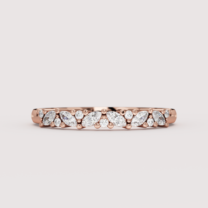 Hyacinth - Marquise and Round Lab Grown Diamond Eternity Style Wedding Ring - Made-to-Order Wedding Rings - Made-to-Order