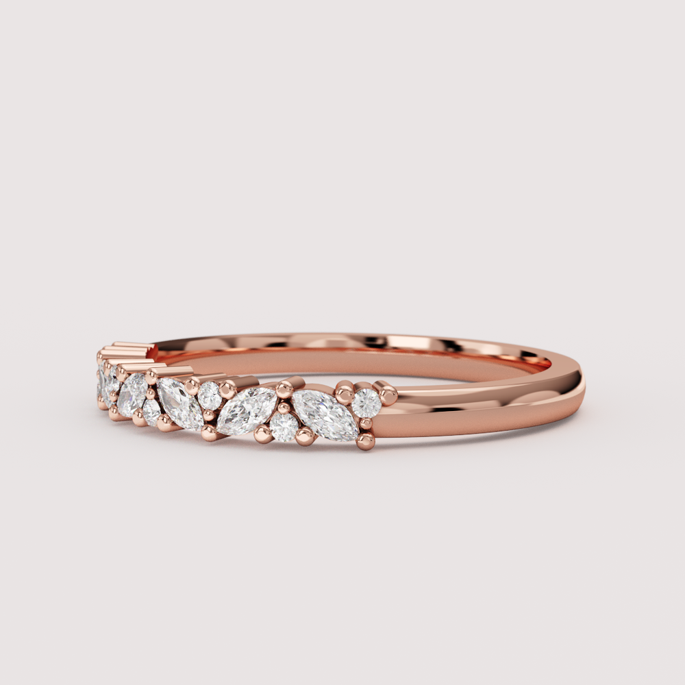 Hyacinth - Marquise and Round Lab Grown Diamond Eternity Style Wedding Ring - Made-to-Order Wedding Rings - Made-to-Order