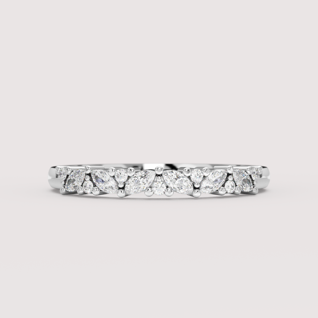 Hyacinth - Marquise and Round Lab Grown Diamond Eternity Style Wedding Ring - Made-to-Order Wedding Rings - Made-to-Order