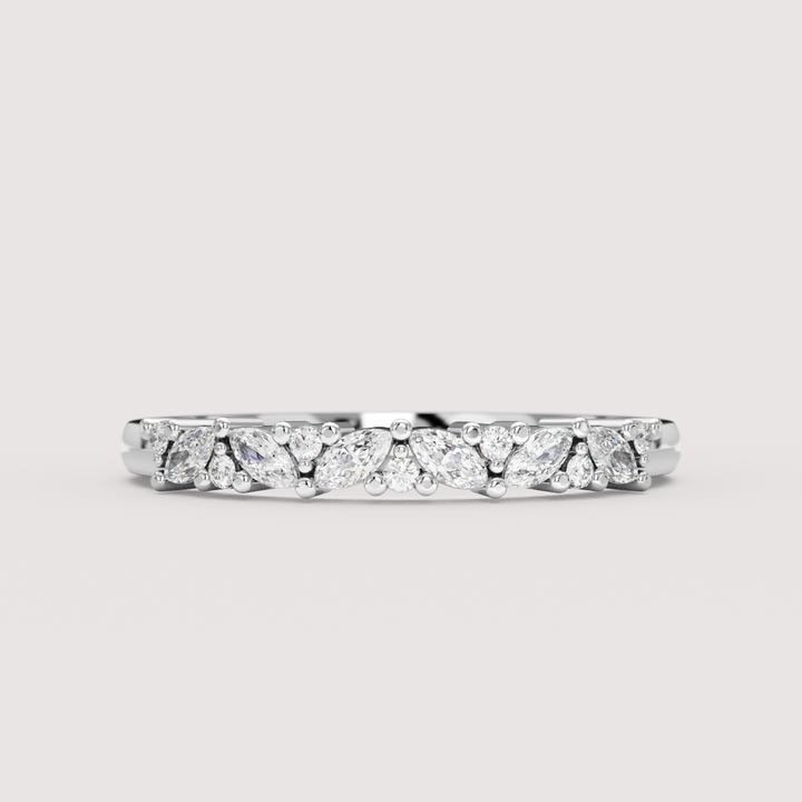 Hyacinth - Marquise and Round Lab Grown Diamond Eternity Style Wedding Ring - Made-to-Order Wedding Rings - Made-to-Order