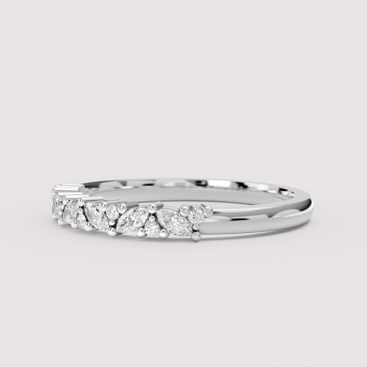 Hyacinth - Marquise and Round Lab Grown Diamond Eternity Style Wedding Ring - Made-to-Order Wedding Rings - Made-to-Order