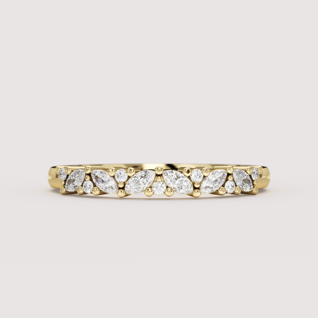 Hyacinth - Marquise and Round Lab Grown Diamond Eternity Style Wedding Ring - Made-to-Order Wedding Rings - Made-to-Order