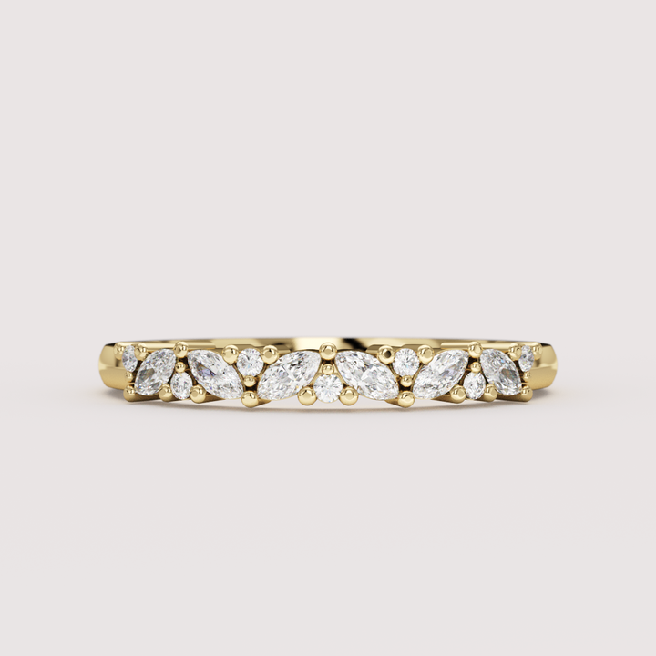 Hyacinth - Marquise and Round Lab Grown Diamond Eternity Style Wedding Ring - Made-to-Order Wedding Rings - Made-to-Order