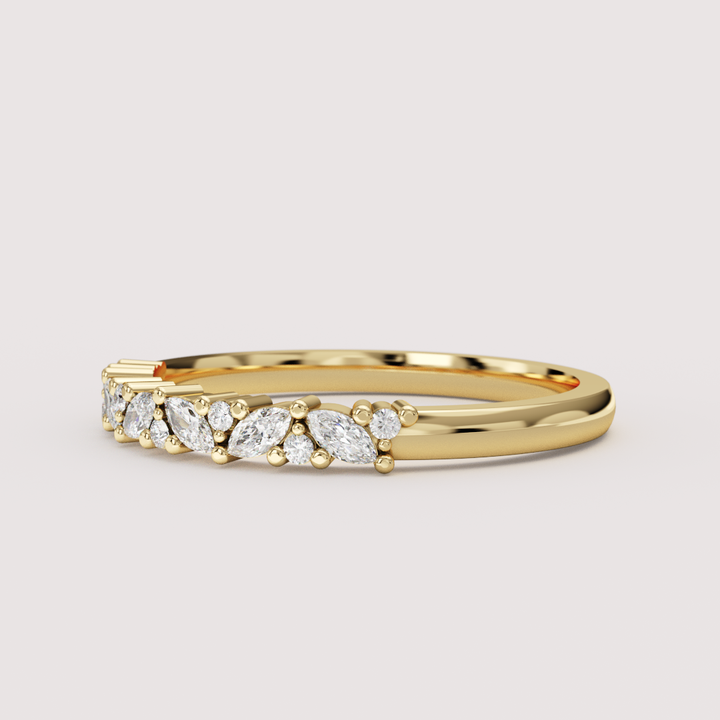 Hyacinth - Marquise and Round Lab Grown Diamond Eternity Style Wedding Ring - Made-to-Order Wedding Rings - Made-to-Order