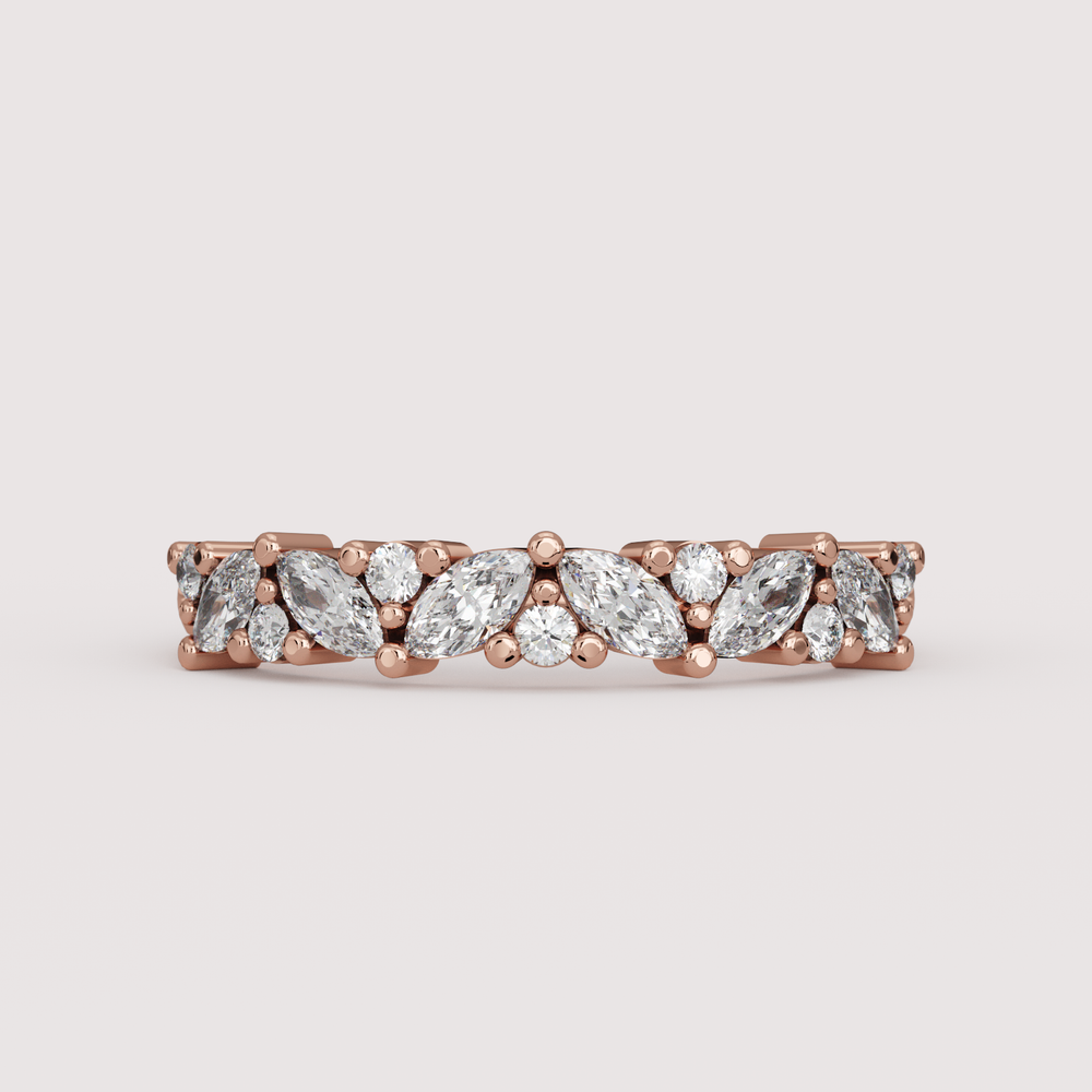 Hyacinth - 0.50ct Marquise and Round Lab Grown Diamond Eternity Style Wedding Ring - Made-to-Order Wedding Rings - Made-to-Order