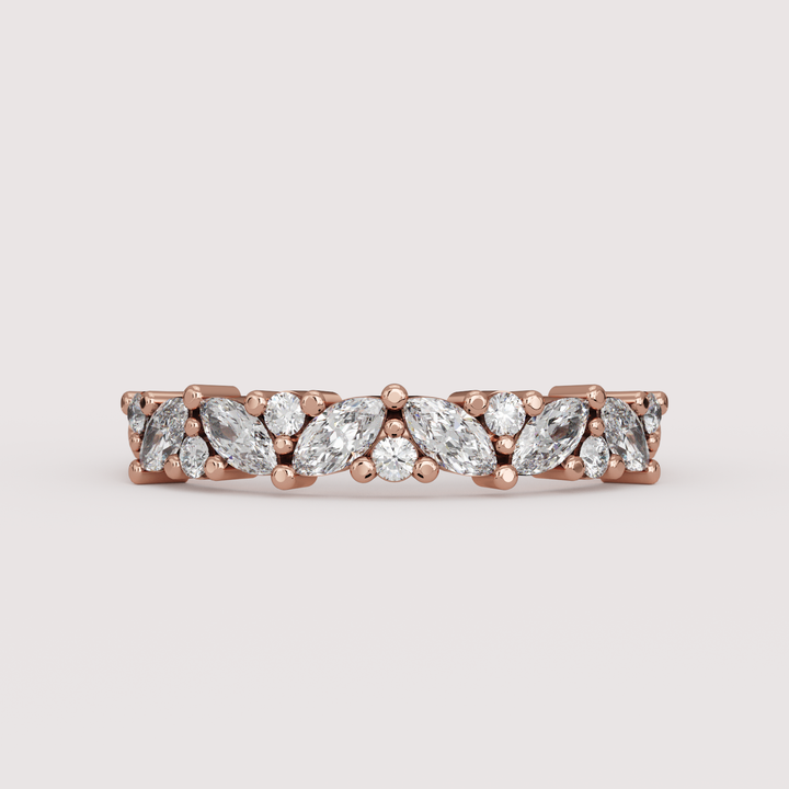Hyacinth - 0.50ct Marquise and Round Lab Grown Diamond Eternity Style Wedding Ring - Made-to-Order Wedding Rings - Made-to-Order