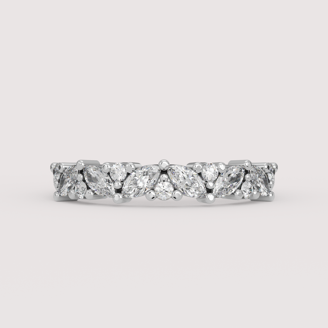 Hyacinth - 0.50ct Marquise and Round Lab Grown Diamond Eternity Style Wedding Ring - Made-to-Order Wedding Rings - Made-to-Order
