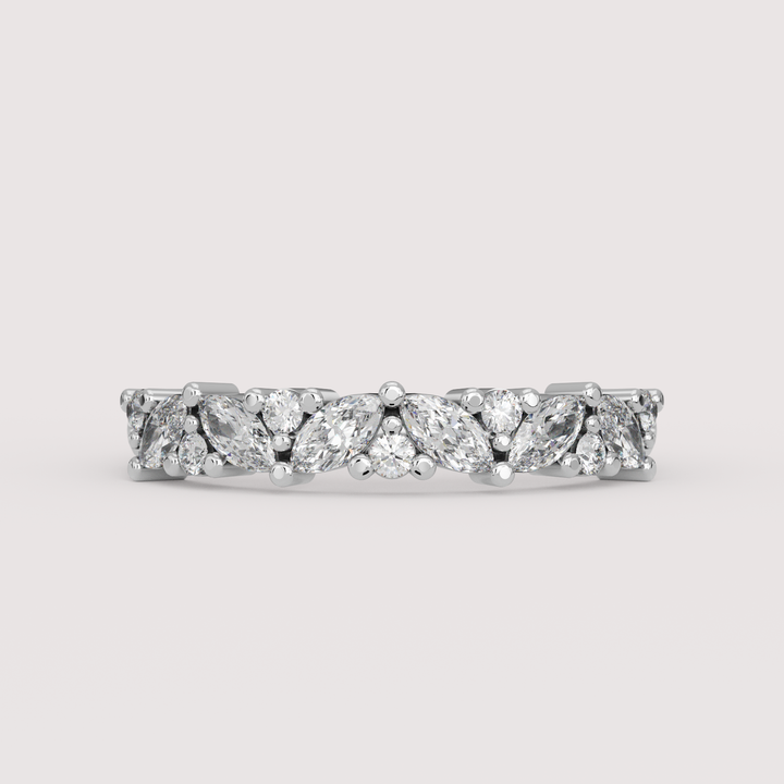 Hyacinth - 0.50ct Marquise and Round Lab Grown Diamond Eternity Style Wedding Ring - Made-to-Order Wedding Rings - Made-to-Order