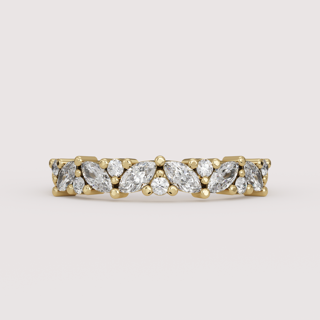 Hyacinth - 0.50ct Marquise and Round Lab Grown Diamond Eternity Style Wedding Ring - Made-to-Order Wedding Rings - Made-to-Order