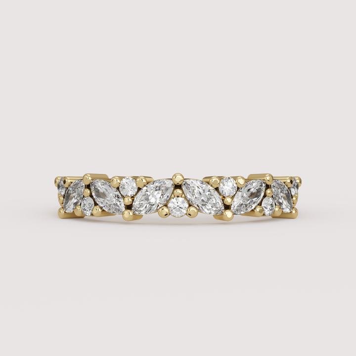 Hyacinth - 0.50ct Marquise and Round Lab Grown Diamond Eternity Style Wedding Ring - Made-to-Order Wedding Rings - Made-to-Order
