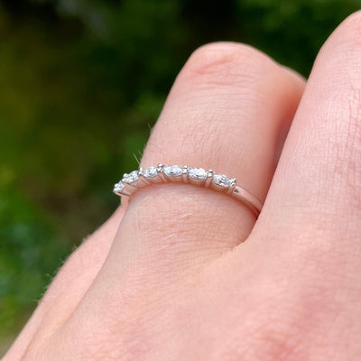 Faye Petite - Marquise White Diamond Claw Set Half Eternity Ring - Made-to-Order