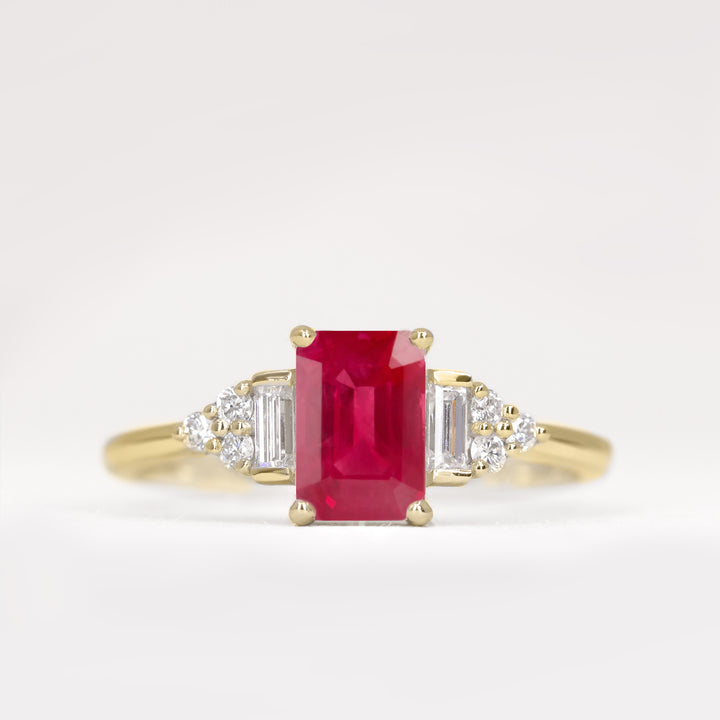 Arden - Emerald Cut Gemstone Art Deco Engagement Ring