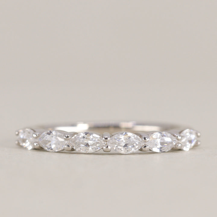 Faye - Marquise Diamond Set Half Eternity Wedding Ring - Made-to-Order