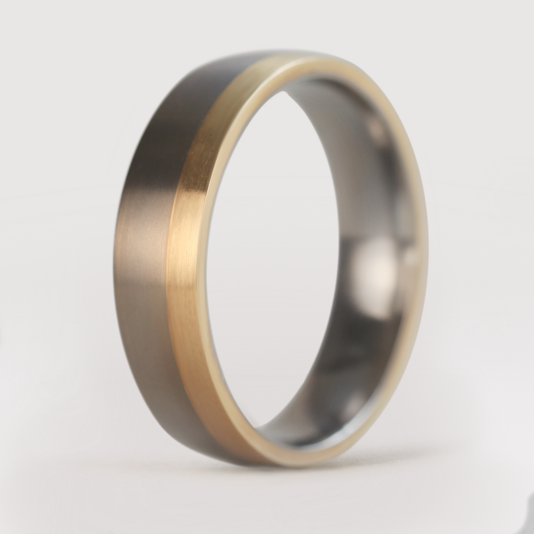 Rose Gold, Yellow Gold or Silver Edge Design Titanium Wedding Ring - The Howden - Made-to-Order | Flinn & Steel Flinn & Steel Wedding Rings