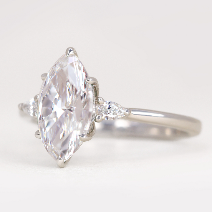 Elspeth - Marquise Cut Lab Grown Diamond Trilogy Engagement Ring Engagement Rings - Made-to-Order
