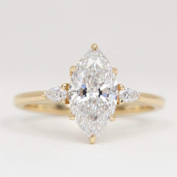 Elspeth - Marquise Cut Lab Grown Diamond Trilogy Made-to-Order Engagement Ring Engagement Rings - Made-to-Order